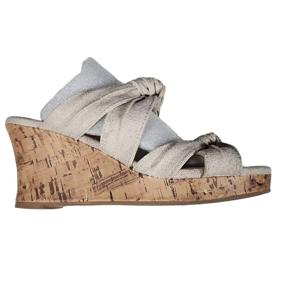 Maurices Women's Beige June Knot Front Cork Wedge Heel Sandals Size 9